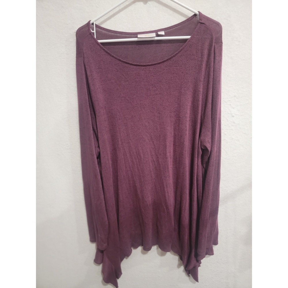 Belle by Kim Gravel Size XL Plum Purple Long Sleeve Sharkbite Hem Knit‎ Top Soft